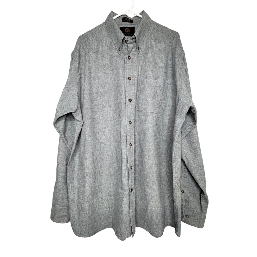 Viyella Mens Button Down Shirt Size XXL Grey Cotton Wool Blend Traditional Fit